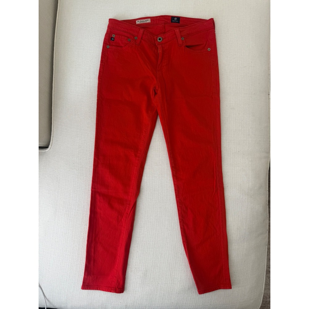 AG Adriano Goldschmied Stevie Ankle Jeans Womens 28R Slim Straight Red Excellent